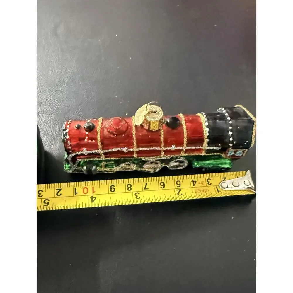 Old World Christmas Hand-Blown Glass Locomotive Train Ornaments, Set of 2